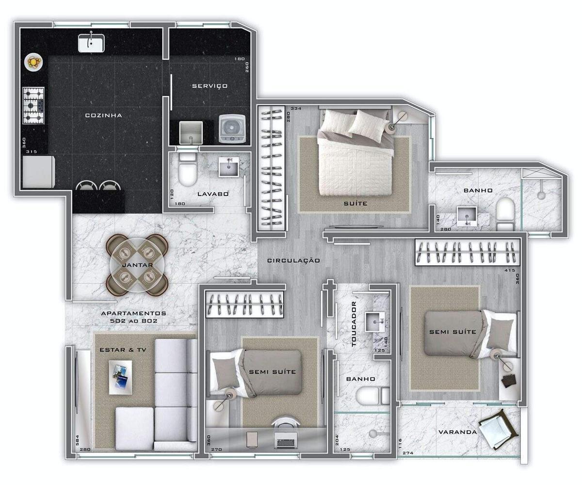 Apartamento, Lourdes, 3 Quartos, 2 Vagas, 1 Suíte