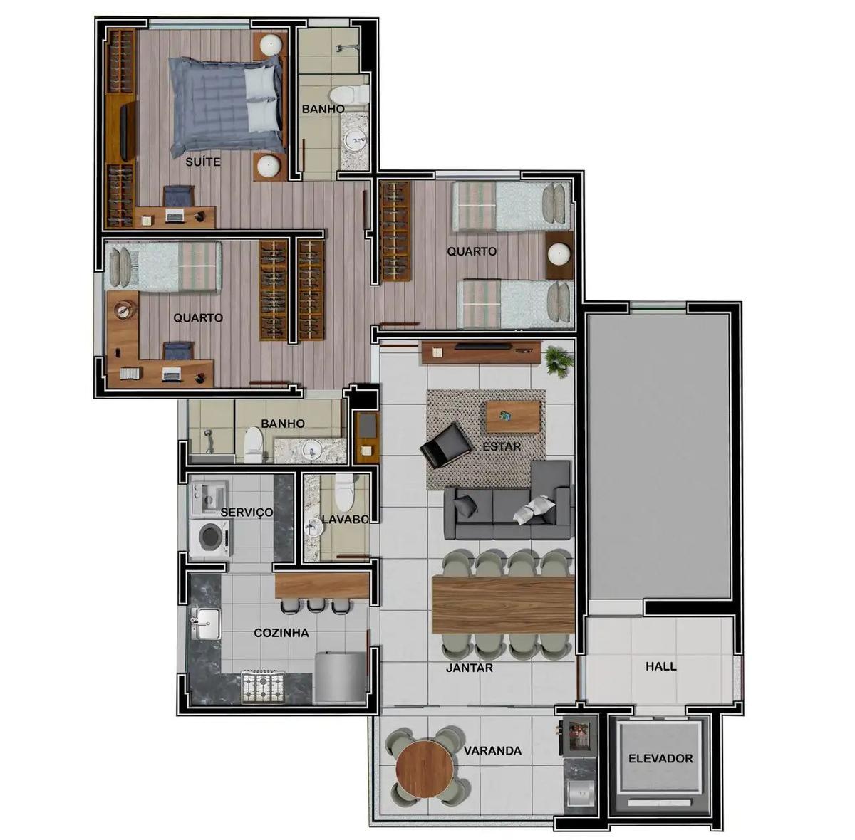 Apartamento, Caiçaras, 3 Quartos, 1 Vaga, 1 Suíte