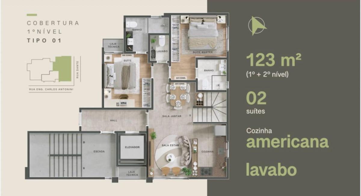 Cobertura, São Lucas, 2 Quartos, 2 Vagas, 2 Suítes