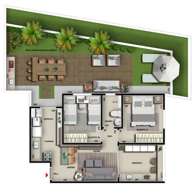 Apartamento, São Damião, 2 Quartos, 1 Vaga