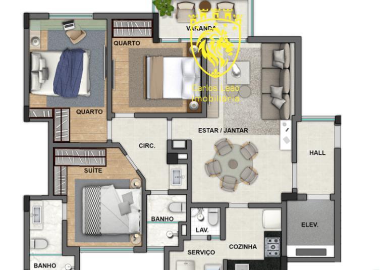 Apartamento, Lourdes, 3 Quartos, 2 Vagas, 1 Suíte