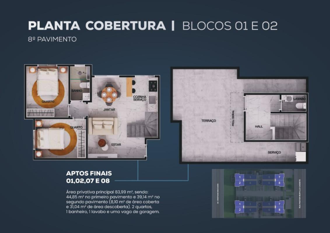 Cobertura, São Bernardo, 2 Quartos, 1 Vaga