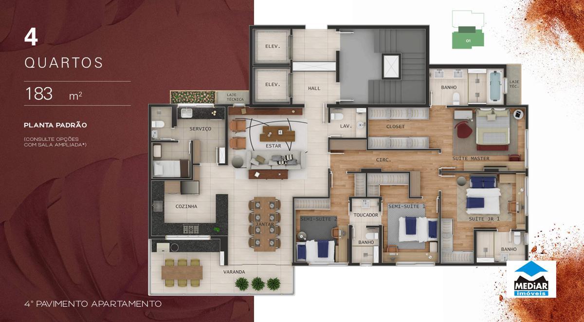 Apartamento, Carmo, 4 Quartos, 3 Vagas, 2 Suítes