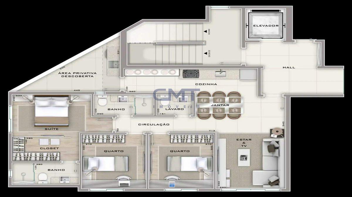 Cobertura, Serra, 3 Quartos, 2 Vagas, 1 Suíte