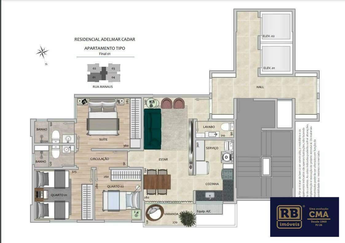 Apartamento, Funcionários, 3 Quartos, 2 Vagas, 1 Suíte