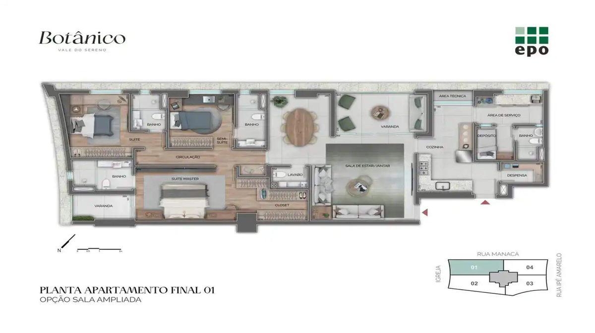 Apartamento, Vale do Sereno, 3 Quartos, 2 Vagas, 1 Suíte