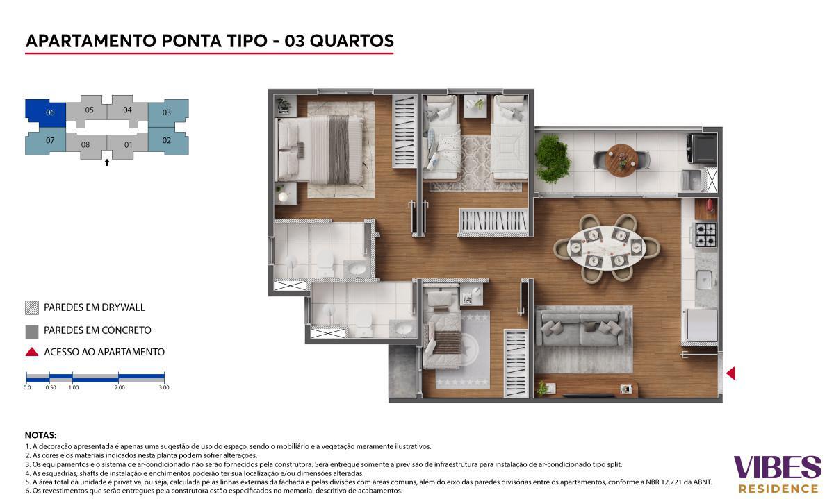 Apartamento, Califórnia, 3 Quartos, 0 Vaga, 1 Suíte