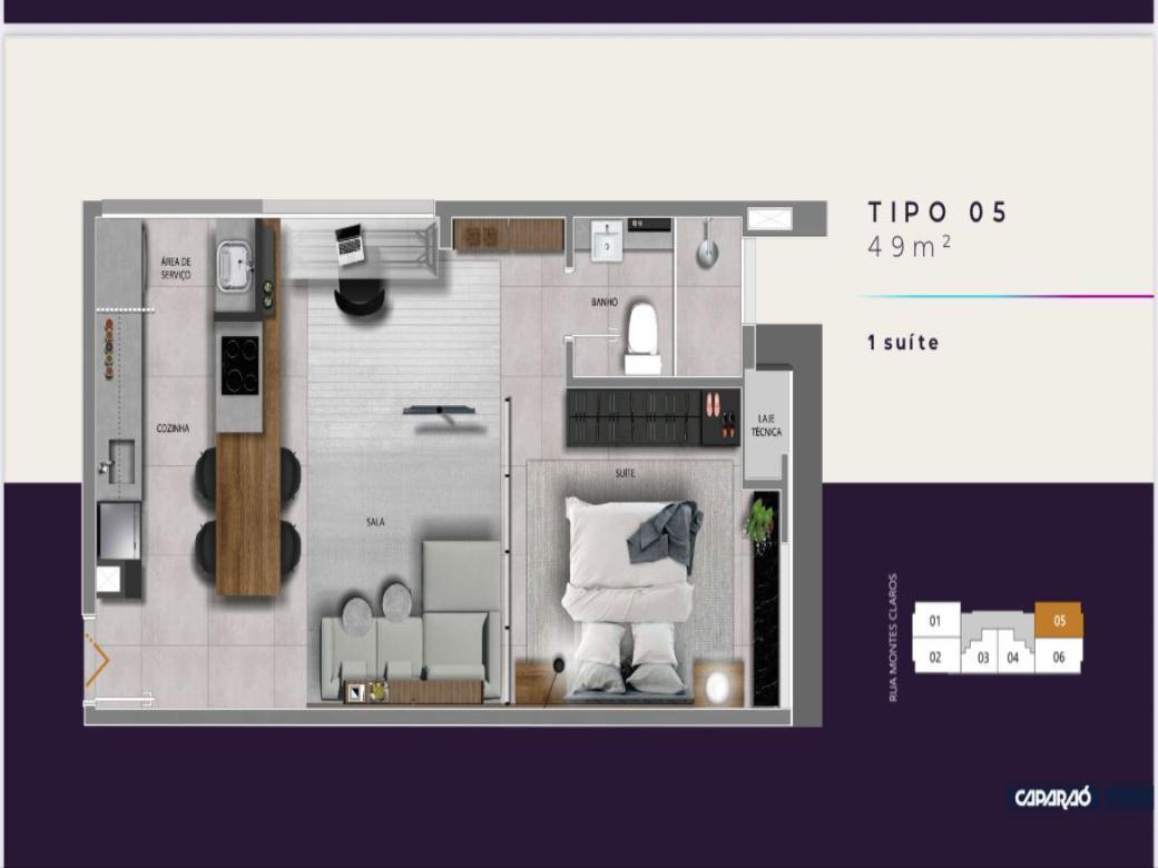 Apartamento, Carmo, 1 Quarto, 1 Vaga, 1 Suíte