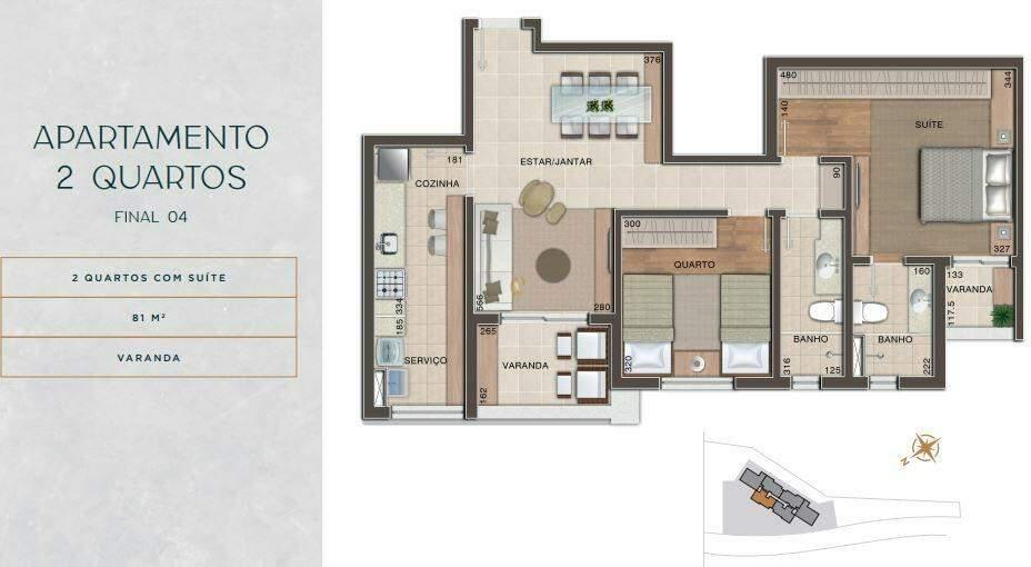 Apartamento, Piemonte, 2 Quartos, 1 Vaga, 1 Suíte