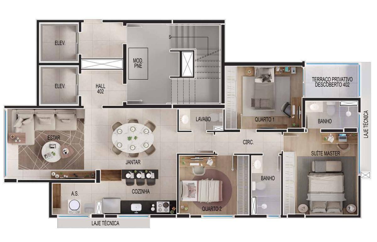 Apartamento, Santo Antônio, 3 Quartos, 2 Vagas, 1 Suíte