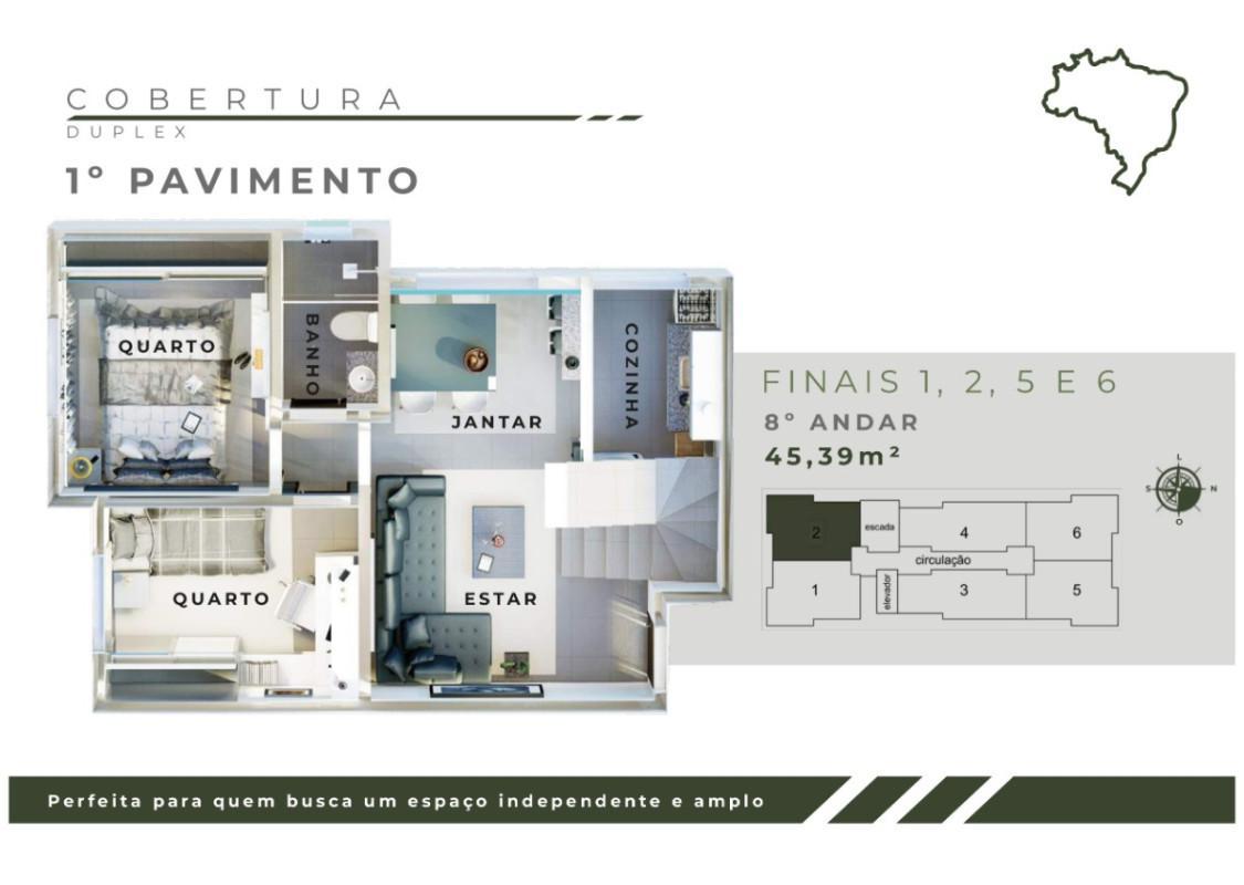 Cobertura, Jardim Leblon, 2 Quartos, 2 Vagas