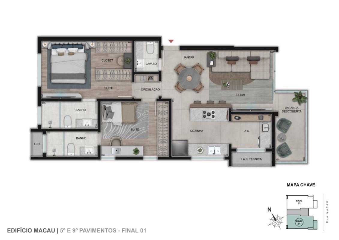 Apartamento, Coração de Jesus, 2 Quartos, 2 Vagas, 2 Suítes