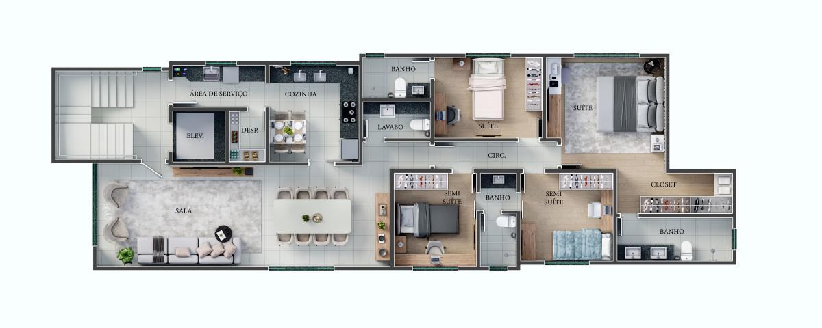Apartamento, Cidade Nova, 4 Quartos, 3 Vagas, 2 Suítes