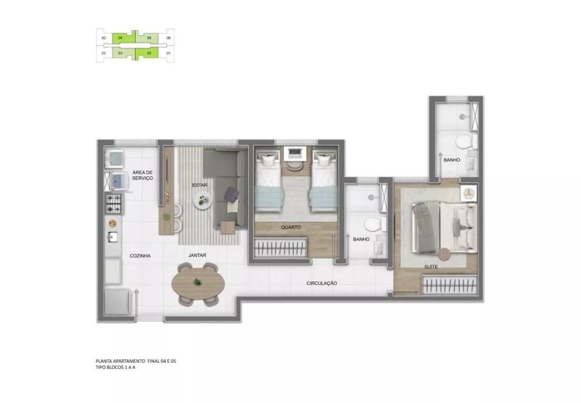 Apartamento, Estoril, 2 Quartos, 1 Vaga, 1 Suíte
