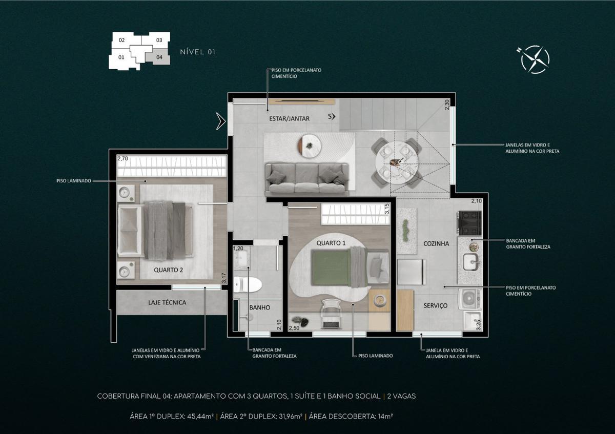 Apartamento, União, 2 Quartos, 2 Vagas, 2 Suítes