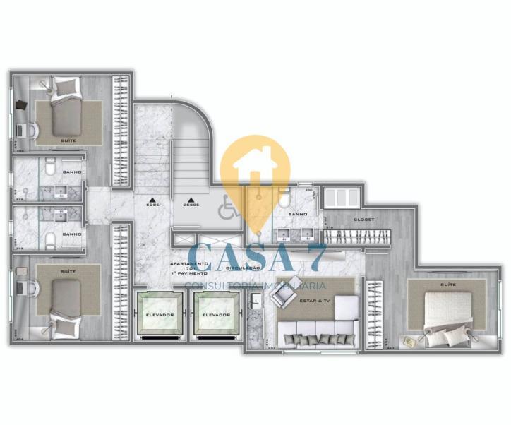 Apartamento, Lourdes, 3 Quartos, 0 Vaga, 1 Suíte