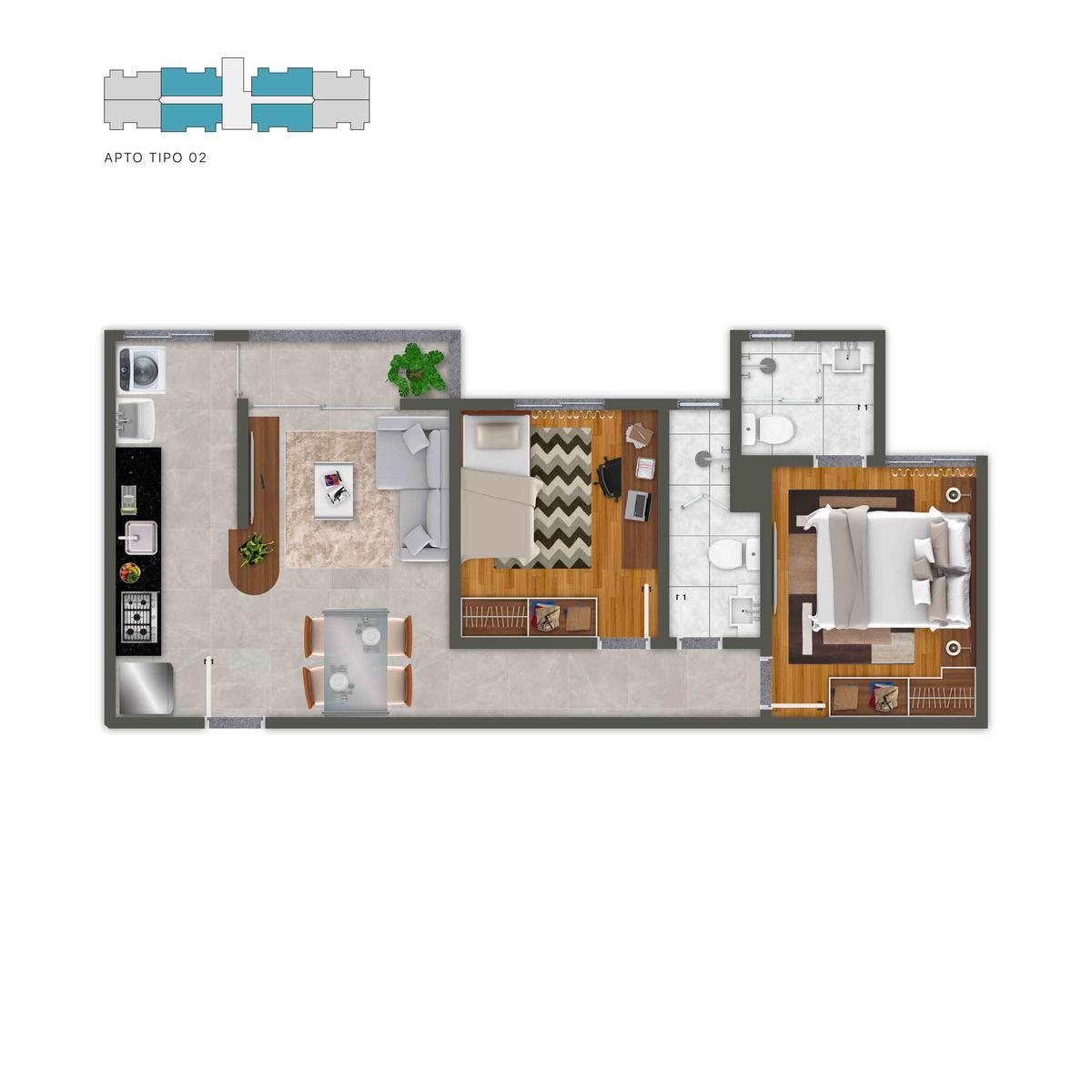 Apartamento, Fernão Dias, 2 Quartos, 1 Vaga, 1 Suíte