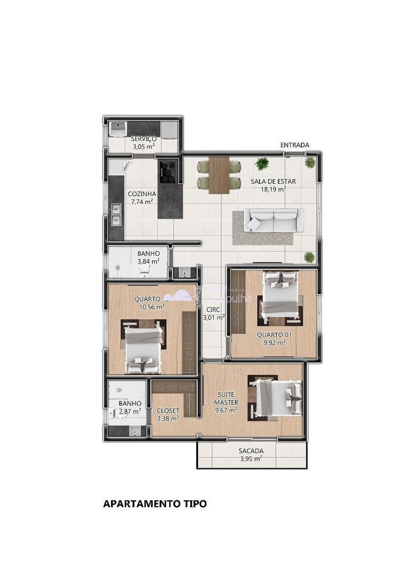 Apartamento, Názia, 3 Quartos, 2 Vagas, 1 Suíte