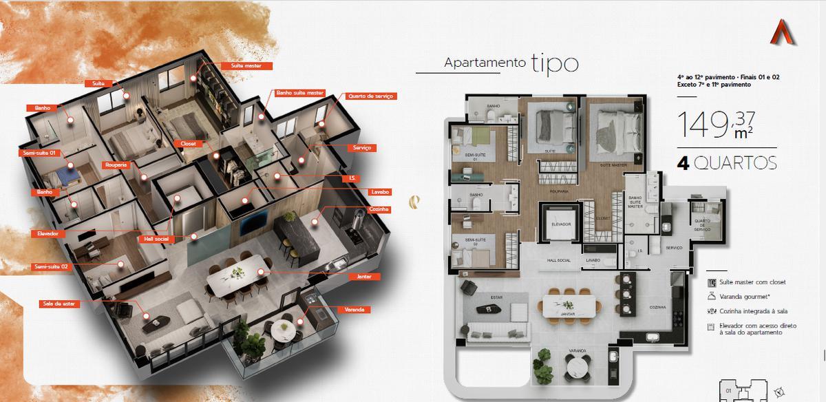Apartamento, Gutierrez, 4 Quartos, 3 Vagas, 2 Suítes