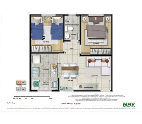 Apartamento, Amazonas, 2 Quartos, 1 Vaga