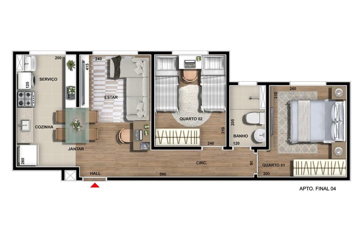 Apartamento, Nova Pampulha, 2 Quartos, 1 Vaga