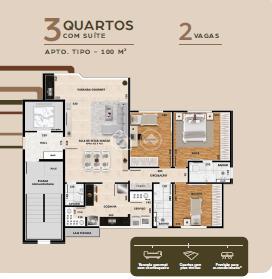 Área Privativa, Santa Lúcia, 3 Quartos, 2 Vagas, 1 Suíte