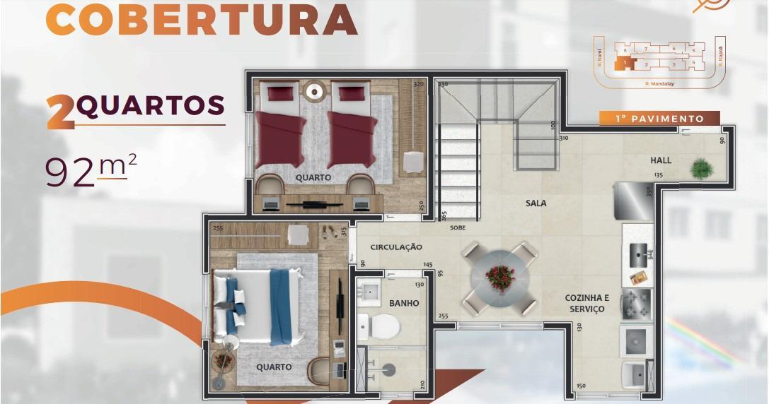 Cobertura, Guarani, 2 Quartos, 1 Vaga