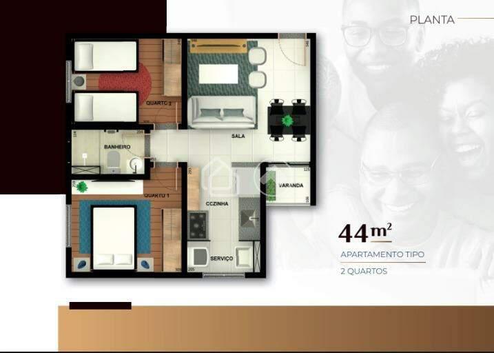 Apartamento, Diamante, 2 Quartos, 1 Vaga