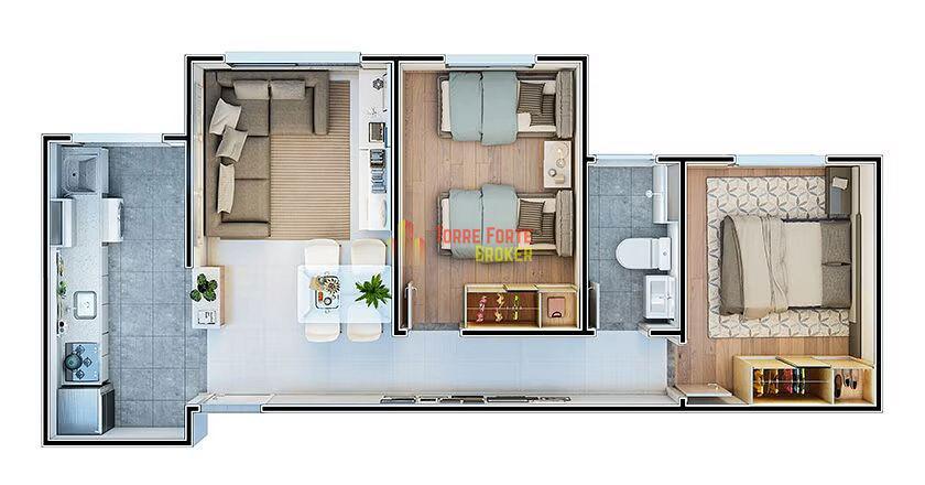 Apartamento, Cabral, 2 Quartos, 1 Vaga