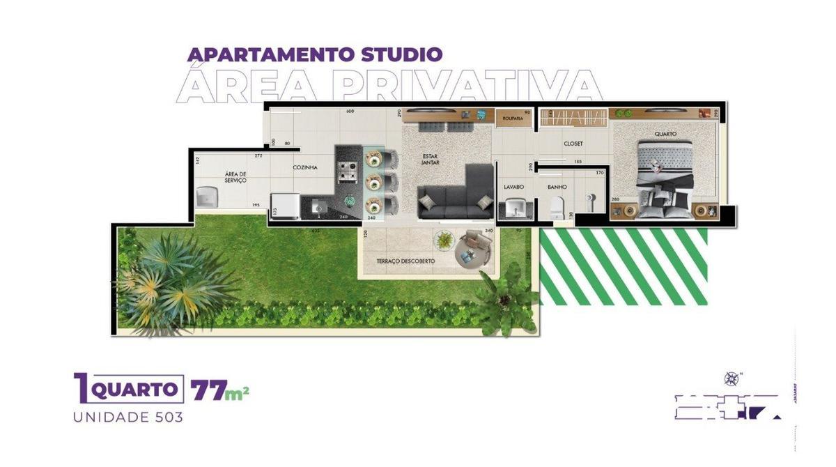 Cobertura, Barro Preto, 1 Quarto, 1 Vaga