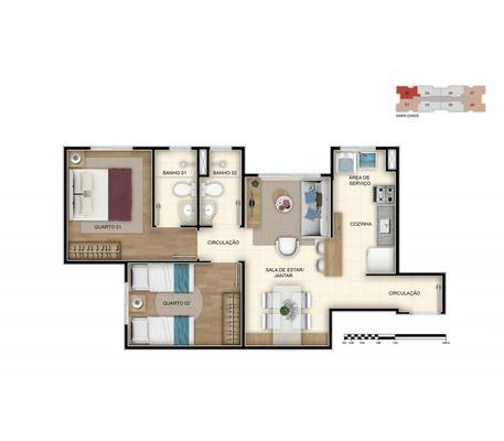 Apartamento, Salgado Filho, 2 Quartos, 1 Vaga