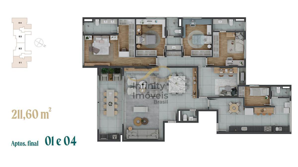 Apartamento, Serra do Curral Del Rey, 4 Quartos