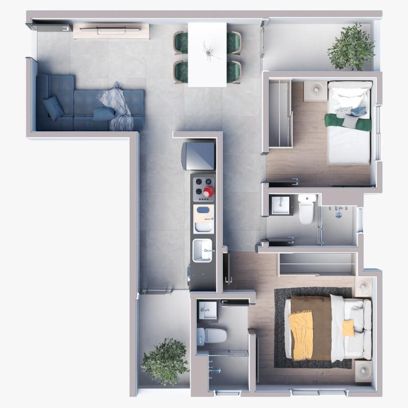 Apartamento, Concórdia, 2 Quartos, 1 Vaga, 1 Suíte