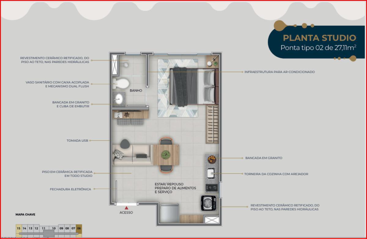 Apartamento, São Cristóvão, 1 Quarto, 0 Vaga, 1 Suíte