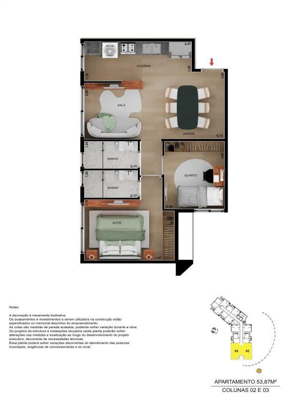 Apartamento, Serra, 2 Quartos, 1 Vaga, 1 Suíte