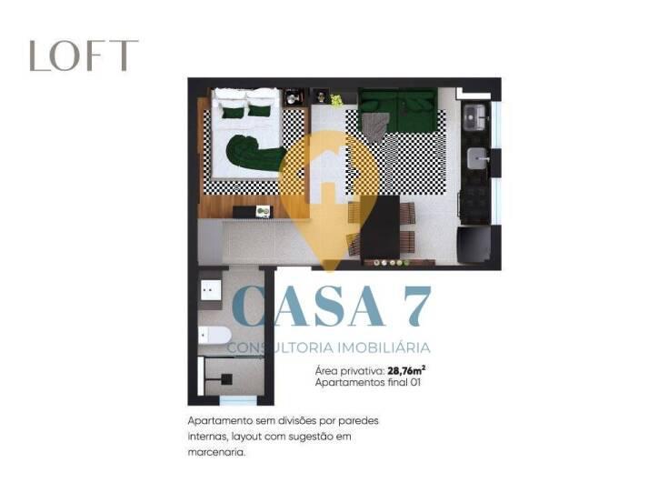 Apartamento, Centro, 1 Quarto, 0 Vaga