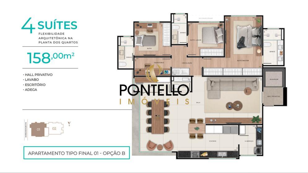 Apartamento, Ouro Preto, 3 Quartos, 0 Vaga, 3 Suítes