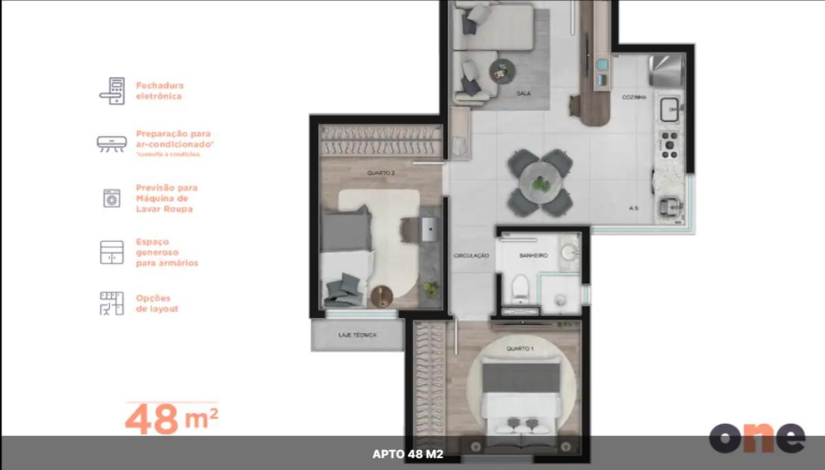 Apartamento, Centro, 2 Quartos, 0 Vaga