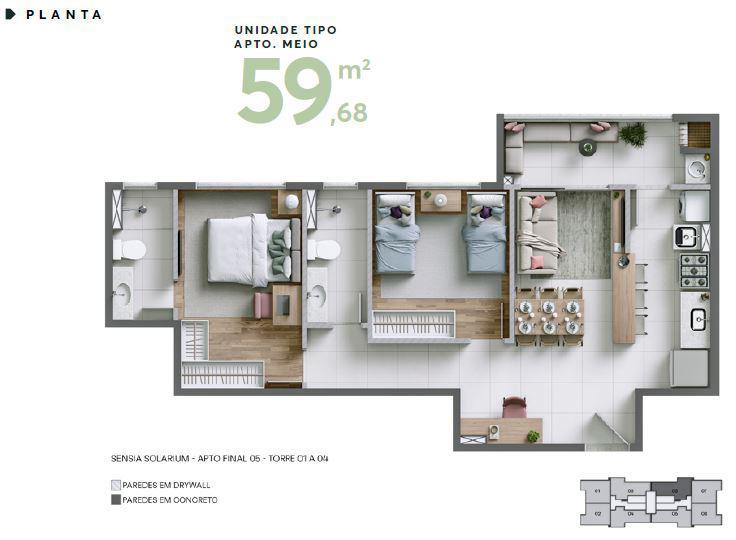 Apartamento, Cabral, 2 Quartos, 1 Vaga, 1 Suíte