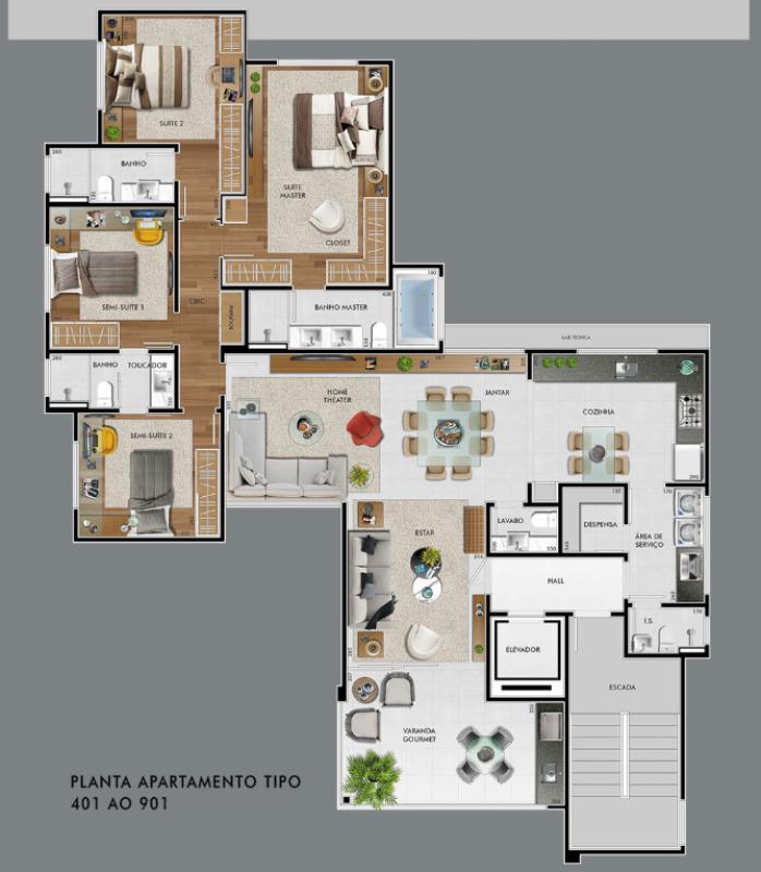 Apartamento, Castelo, 4 Quartos, 4 Vagas, 2 Suítes