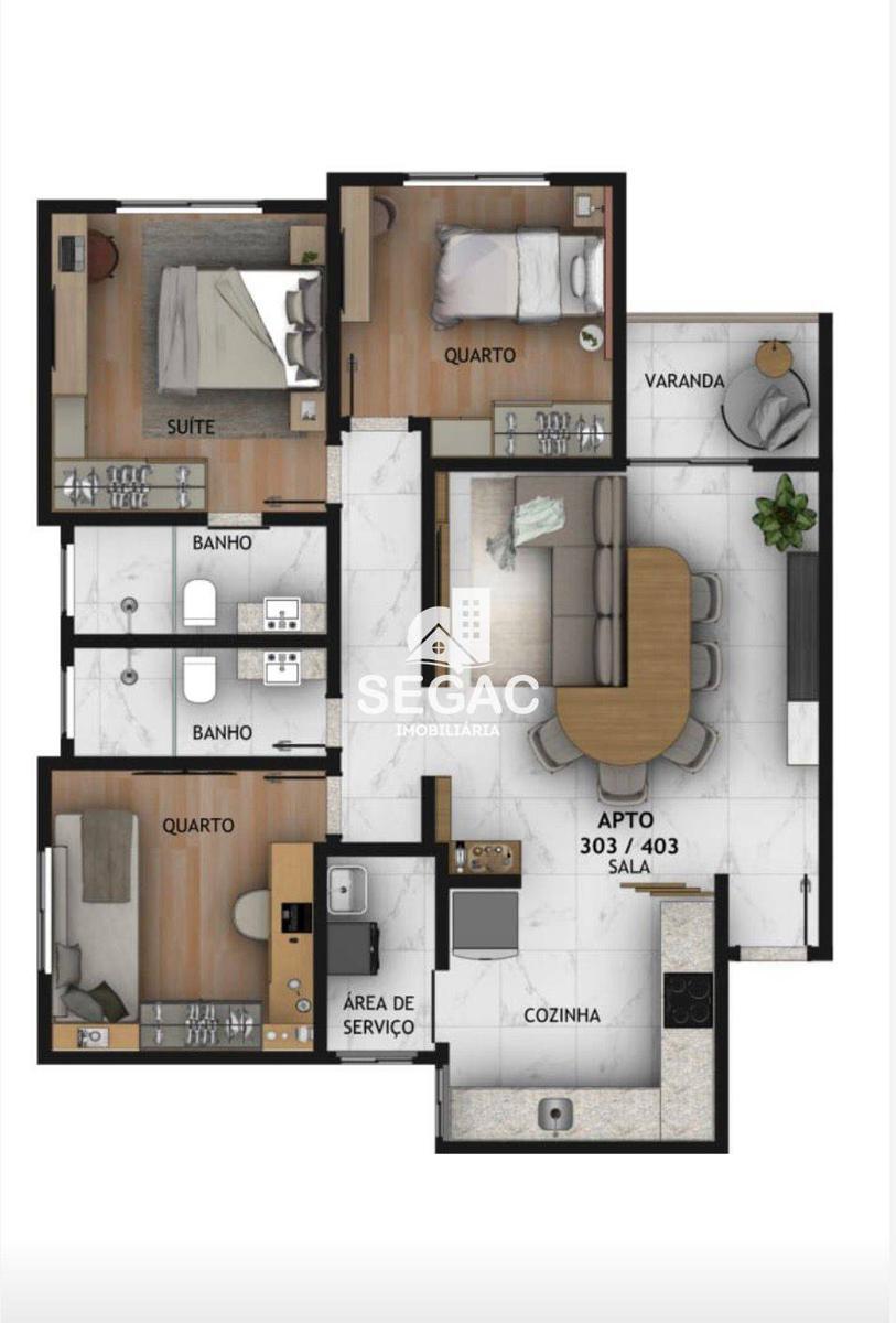 Apartamento, Eldorado, 3 Quartos, 2 Vagas, 1 Suíte