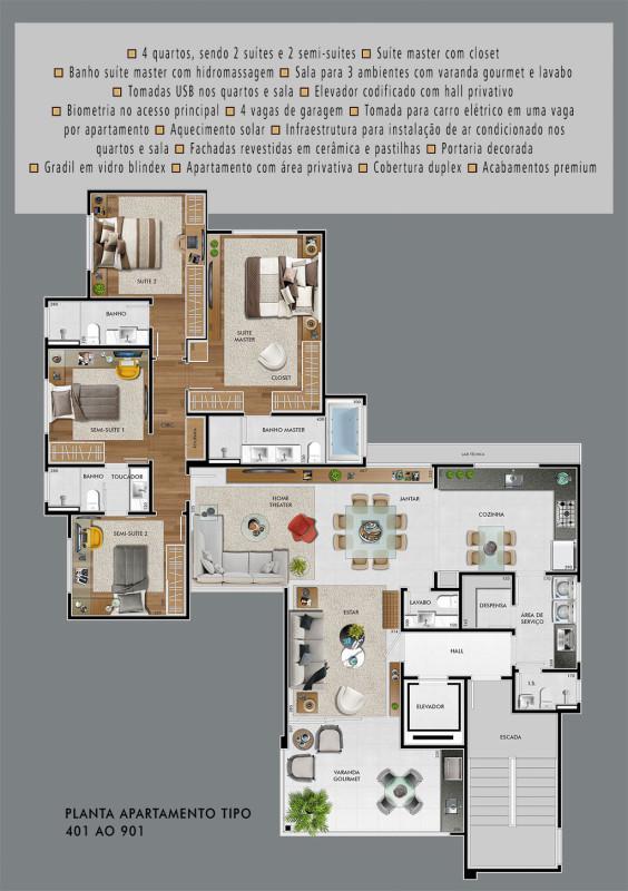 Apartamento, Castelo, 4 Quartos, 4 Vagas, 2 Suítes