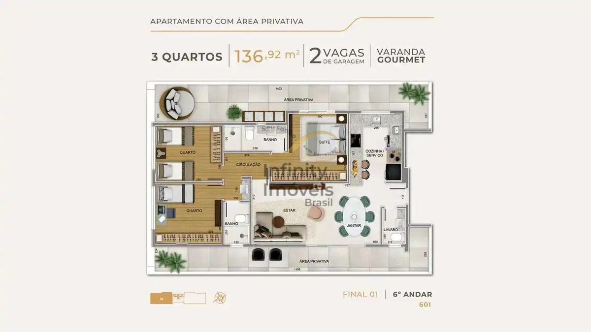 Apartamento, Funcionários, 3 Quartos