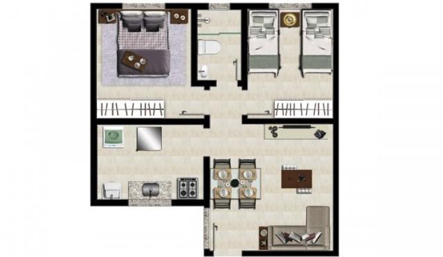 Apartamento, Paulo Camilo, 2 Quartos, 1 Vaga