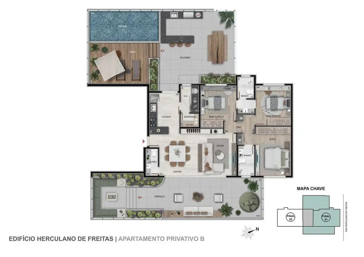 Apartamento, Gutierrez, 3 Quartos, 2 Vagas, 2 Suítes
