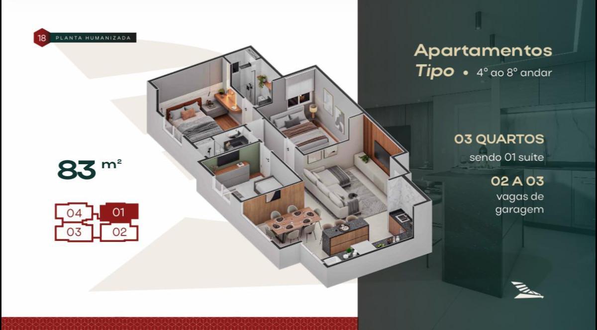 Apartamento, Coração Eucarístico, 3 Quartos, 2 Vagas, 1 Suíte