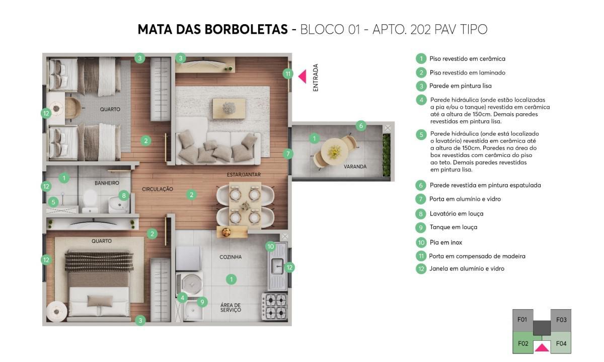 Apartamento, Três Barras, 2 Quartos, 1 Vaga