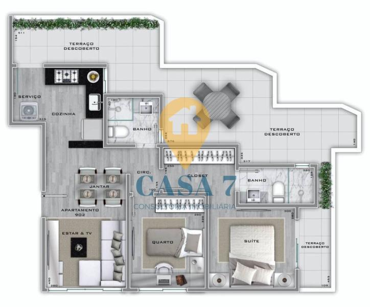 Apartamento, Lourdes, 3 Quartos, 0 Vaga, 1 Suíte