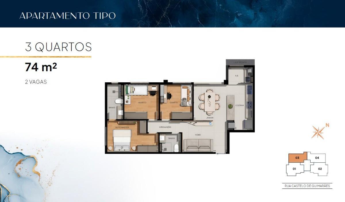 Apartamento, Castelo, 3 Quartos, 2 Vagas, 1 Suíte
