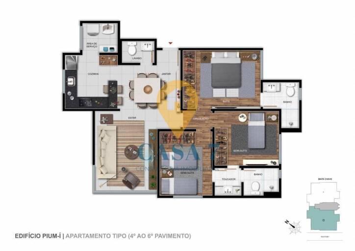 Apartamento, Cruzeiro, 3 Quartos, 0 Vaga, 1 Suíte
